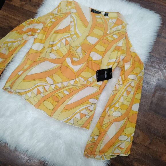 Identity By Lord & Taylor Vintage Silk Retro Cold Shoulder Blouse Size 16 NWT - Picture 5 of 15